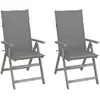 Image de vidaXL Chaises inclinables de jardin lot de 2 et coussins Bois acacia