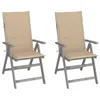 Image de vidaXL Lot de 2 Chaises Inclinables de Jardin avec Coussins, Sièges de Terrasse, Chaises de Salle à Manger, Meubles de Patio Extérieur, Bois Acacia