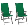 Image de vidaXL Lot de 2 Chaises Inclinables de Jardin avec Coussins, Sièges de Terrasse, Chaises de Salle à Manger, Meubles de Patio Extérieur, Bois Acacia