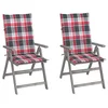 Image de vidaXL Lot de 2 Chaises Inclinables de Jardin avec Coussins, Sièges de Terrasse, Chaises de Salle à Manger, Meubles de Patio Extérieur, Bois Acacia