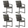 Image de vidaXL 4X Chaises de Salle à Manger Cantilever Chaises à Dîner Chaises de Repas Meubles de Cuisine Maison Intérieur Gris Cuir Véritable