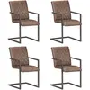 Image de vidaXL Chaises à manger cantilever lot de 4 marron cuir véritable