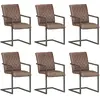 Image de vidaXL Chaises à manger cantilever lot de 6 marron cuir véritable
