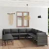 Image de vidaXL Salon de jardin 9 pcs avec coussins Résine tressée Gris