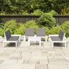 Image de vidaXL Salon de jardin 6 pcs avec coussins Plastique Blanc