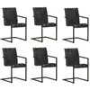 Image de vidaXL Chaises à manger cantilever lot de 6 noir cuir véritable
