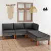 Image de vidaXL Salon de jardin 5 pcs avec coussins Résine tressée Gris