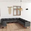 Image de vidaXL Salon de jardin 12 pcs avec coussins Résine tressée Gris