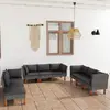 Image de vidaXL Salon de jardin 9 pcs avec coussins Résine tressée Gris