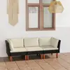 Image de vidaXL Canapé de jardin à 3 places avec coussins Noir Résine tressée