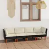 Image de vidaXL Canapé de jardin à 4 places avec coussins Noir Résine tressée