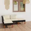 Image de vidaXL Salon de jardin 4 pcs avec coussins Résine tressée Noir