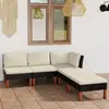 Image de vidaXL Salon de jardin 5 pcs avec coussins Résine tressée Noir