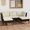 Image de vidaXL Salon de jardin 5 pcs avec coussins Résine tressée Noir