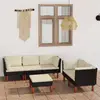 Image de vidaXL Salon de jardin 6 pcs avec coussins Résine tressée Noir