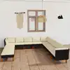 Image de vidaXL Salon de jardin 12 pcs avec coussins Résine tressée Noir