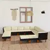Image de vidaXL Salon de jardin 12 pcs avec coussins Résine tressée Noir
