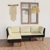 Image de vidaXL Salon de jardin 4 pcs avec coussins Résine tressée Noir