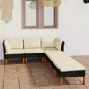 Image de vidaXL Salon de jardin 6 pcs avec coussins Résine tressée Noir