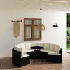 Image de vidaXL Salon de jardin 7 pcs avec coussins Résine tressée Noir