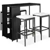 Image de vidaXL Ensemble de bar de jardin 5 pcs et coussins Résine tressée Noir