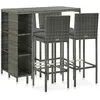 Image de vidaXL Ensemble de bar de jardin 5 pcs et coussins Résine tressée Gris