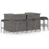 Image de vidaXL Ensemble de bar de jardin 8 pcs et coussins Résine tressée Gris