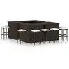 Image de vidaXL Ensemble de bar de jardin 16 pcs coussins Résine tressée Marron