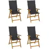 Image de vidaXL Chaises inclinables de jardin lot de 4 et coussins Bois acacia