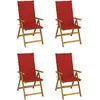 Image de vidaXL Chaises inclinables de jardin lot de 4 et coussins Bois acacia