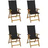 Image de vidaXL Chaises inclinables de jardin lot de 4 et coussins Bois acacia