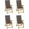 Image de vidaXL Chaises inclinables de jardin lot de 4 et coussins Bois acacia