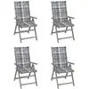 Image de vidaXL Chaises inclinables de jardin lot de 4 et coussins Bois acacia