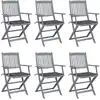 Image de vidaXL Chaises pliables d'extérieur lot de 6 et coussins Bois d'acacia