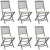 Image de vidaXL Chaises pliables d'extérieur lot de 6 et coussins Bois d'acacia