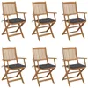 Image de vidaXL Lot de 6 Chaises Pliables de Jardin avec Coussins, Sièges de Terrasse, Chaises de Salle à Manger, Meubles de Patio Extérieur, Bois d'Acacia
