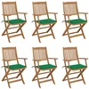 Image de Chaises pliables de jardin lot de 6 avec coussins Bois d acacia