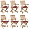 Image de Chaises pliables de jardin lot de 6 avec coussins Bois d acacia