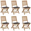 Image de vidaXL Lot de 6 Chaises Pliables de Jardin avec Coussins, Sièges de Terrasse, Chaises de Salle à Manger, Meubles de Patio Extérieur, Bois d'Acacia