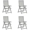 Image de vidaXL Chaises inclinables de jardin lot de 4 Gris Bois solide acacia