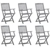 Image de vidaXL Lot de 6 Chaises Pliables d'Extérieur, Sièges de Terrasse, Chaises de Balcon, Meubles de Patio Jardinage, Bois d'Acacia Solide