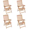 Image de vidaXL Chaises inclinables de jardin lot de 4 Bois de teck solide