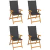 Image de vidaXL Chaises de jardin lot de 4 avec coussins anthracite Teck solide