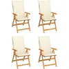 Image de vidaXL Chaises de jardin lot de 4 avec coussins crème Bois teck solide