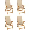 Image de vidaXL Chaises de jardin lot de 4 avec coussins beige Bois teck solide