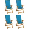 Image de vidaXL Chaises de jardin lot de 4 avec coussins bleu Bois teck solide