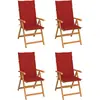 Image de vidaXL Chaises de jardin lot de 4 avec coussins rouge Bois teck massif