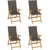 Image de vidaXL Chaises de jardin lot de 4 avec coussins taupe Bois teck solide