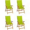 Image de vidaXL Chaises de jardin lot de 4 avec coussins vert vif Bois de teck