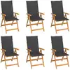 Image de vidaXL Chaises de jardin lot de 6 avec coussins anthracite Bois teck